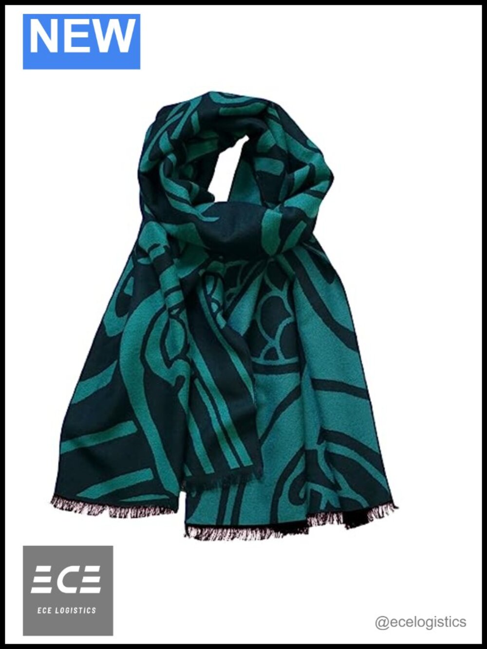 Reversible Celtic Knot Scarf Large Wrap 100% Acrylic 57 Inch